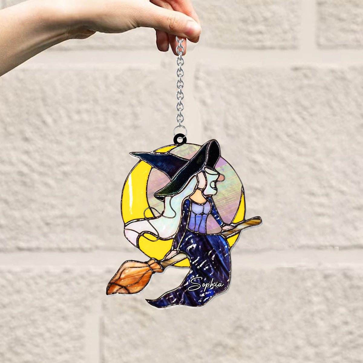 The Witch Is In - Personalized Witch Window Hanging Suncatcher Ornament