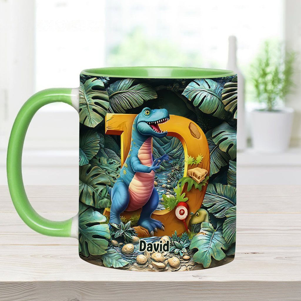 Mug personnalisé pour enfant avec lettre dinosaure
