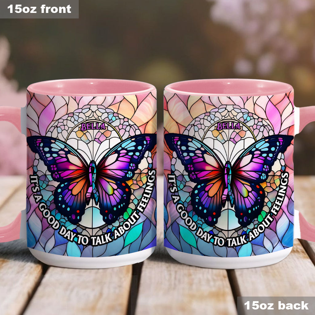 Heute ist ein guter Tag, um über Gefühle zu sprechen – personalisierte Tasse