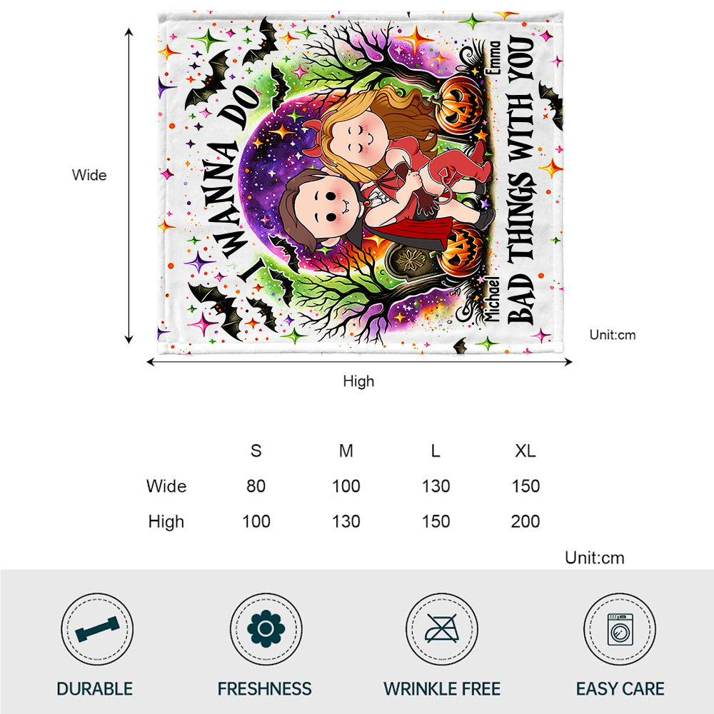 I Wanna Do Bad Things With You - Personalized Couple Blanket