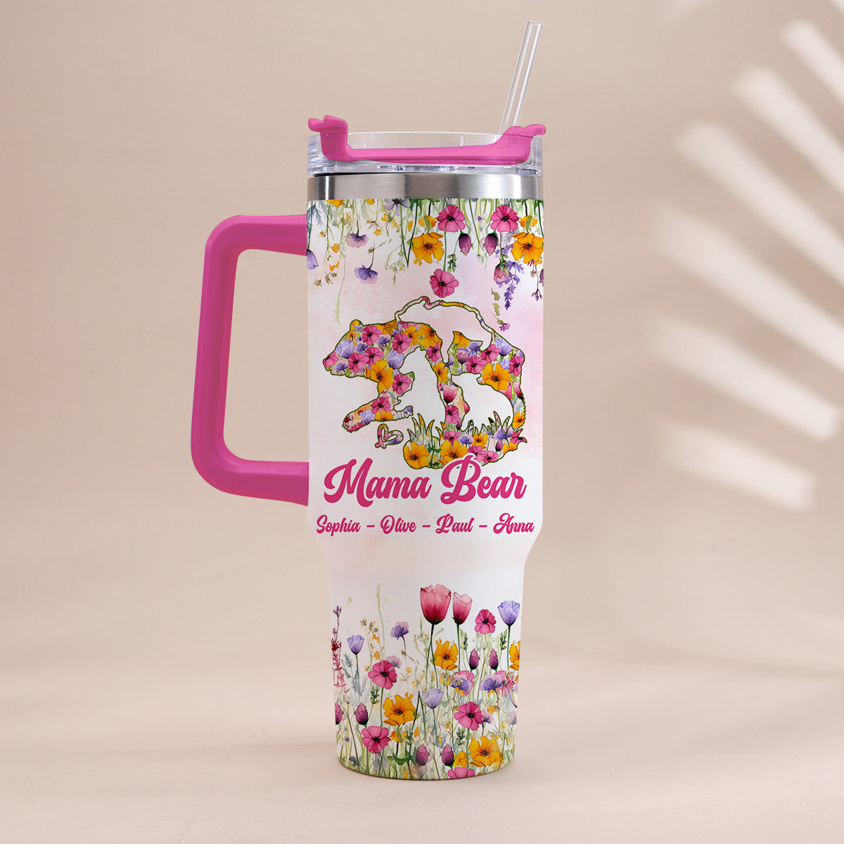 Mama Bear - Personalized Mother Tumbler With Handle