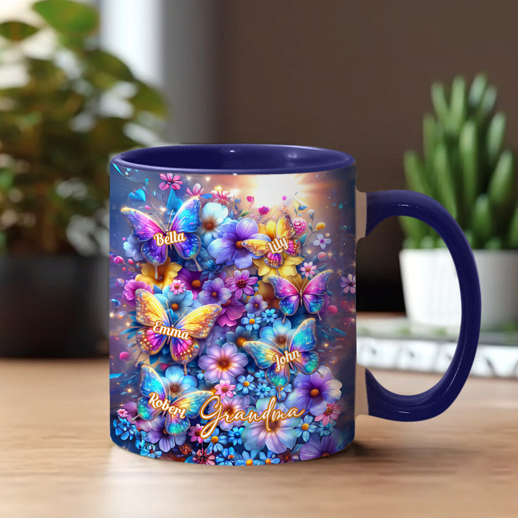 Love Being Called Grandma Colorful Butterfly - Personalized Grandma Accent Mug