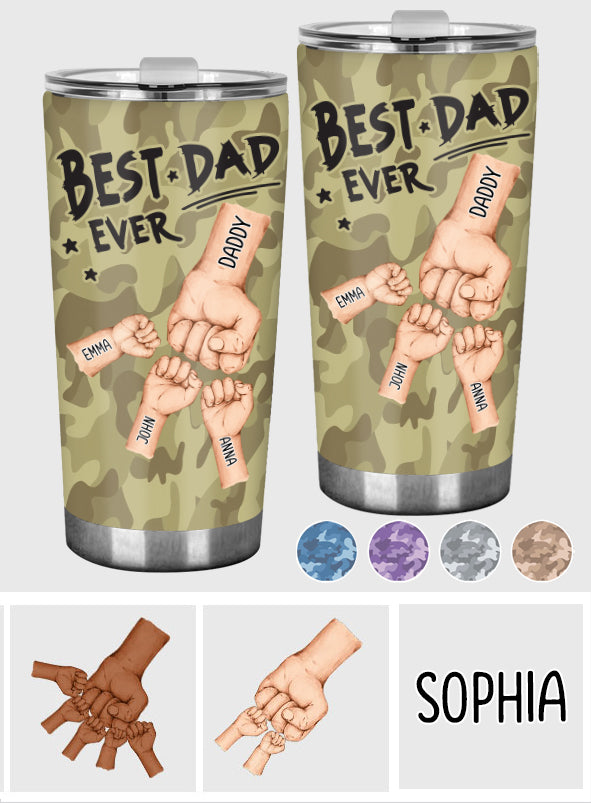 Best Dad Ever Camo Pattern Fist Bump - Personalized Father Tumbler
