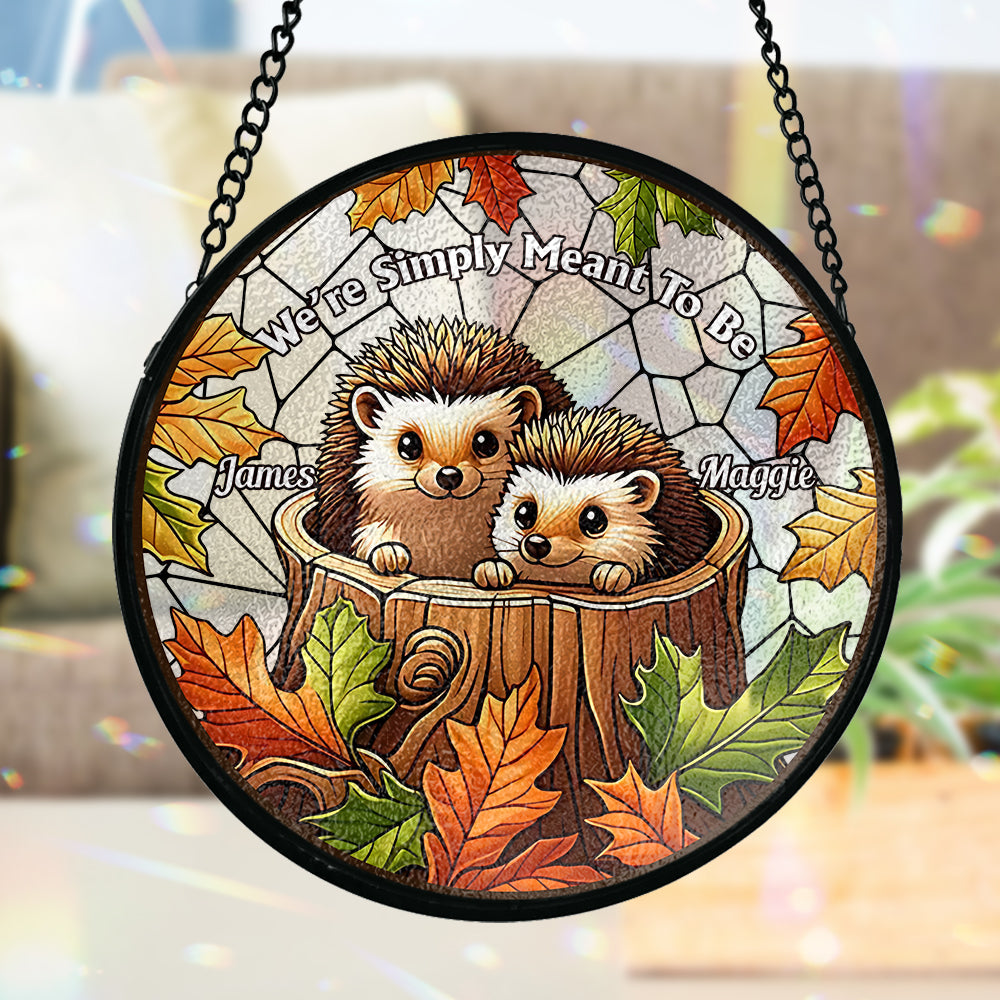 We're Simply Meant To Be - Personalized Couple Stained Glass Suncatcher