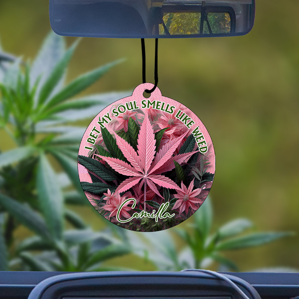 Je parie que mon âme sent le 420 - Désodorisant d'ambiance personnalisé en forme de cercle de cannabis