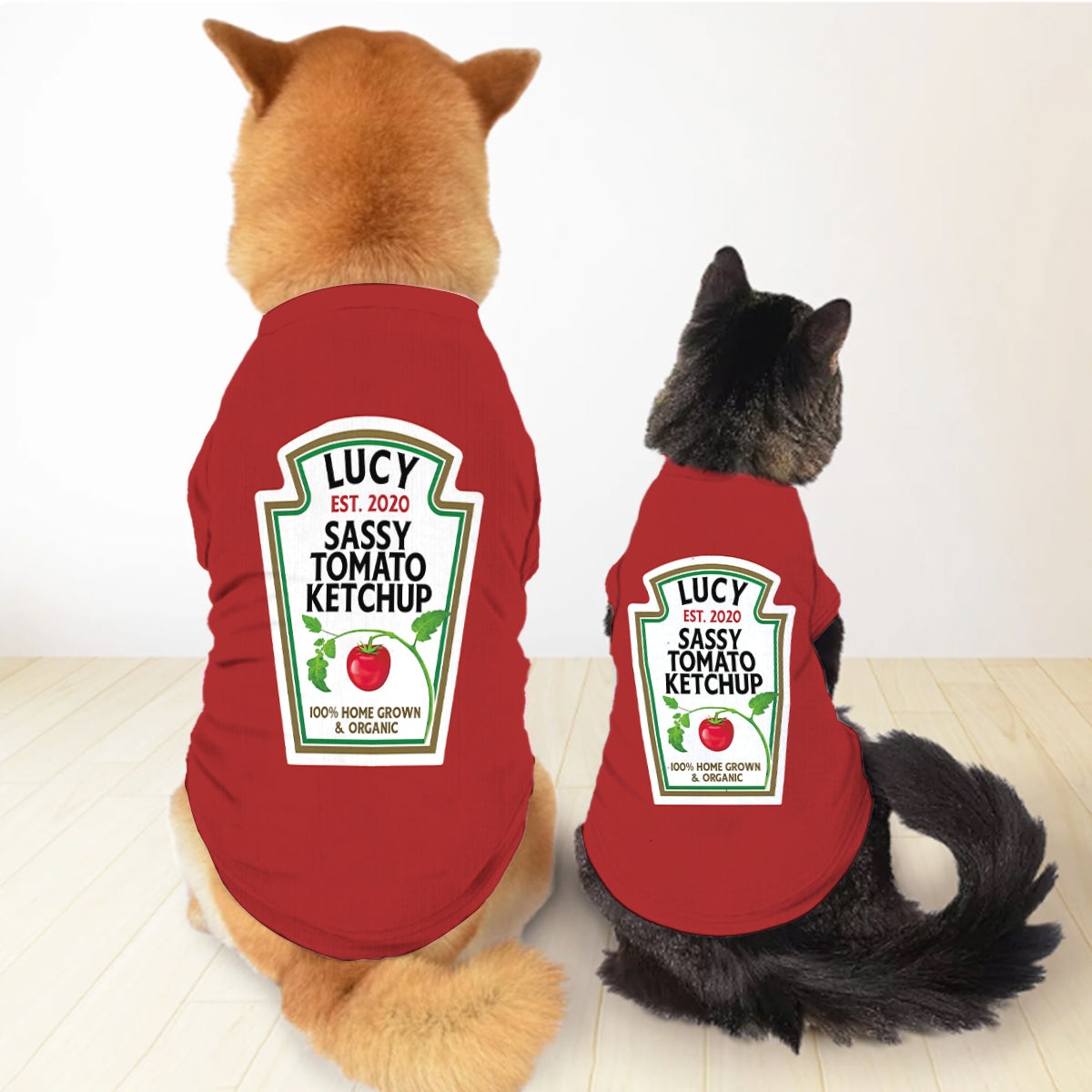 Sassy Ketchup Spicy Mustard Condiment Costume - Personalized Dog Pet Shirt