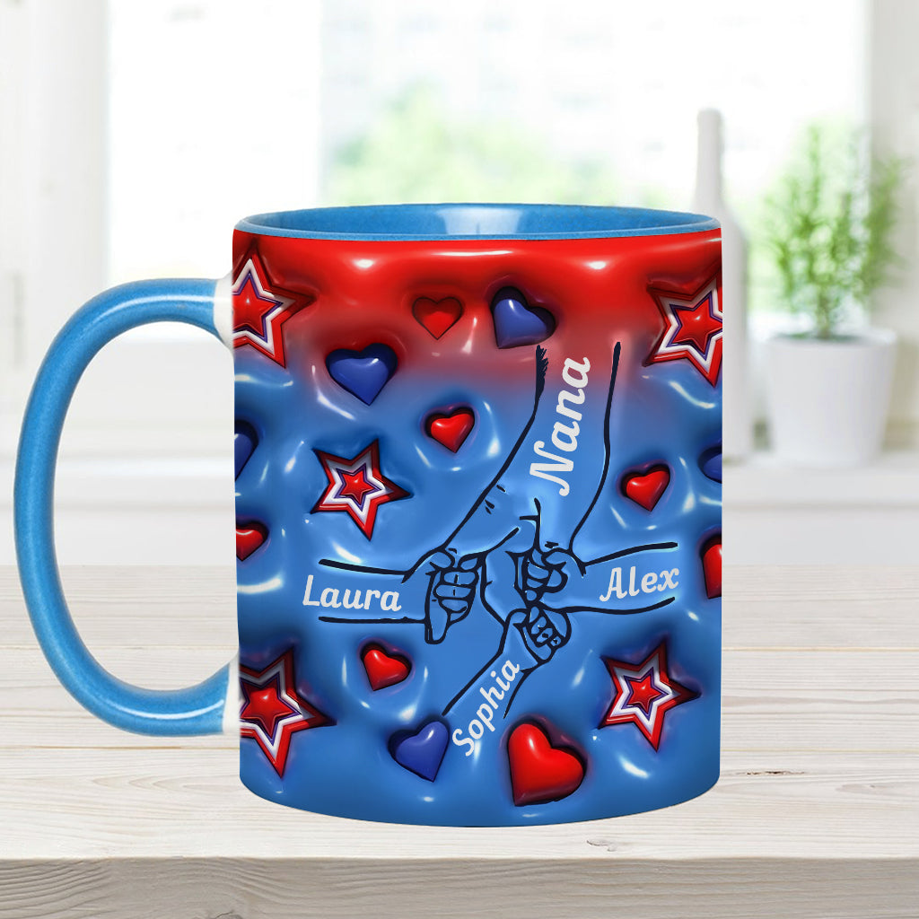 Nana & Grandkids Holding Hands - Personalized Grandma Accent Mug