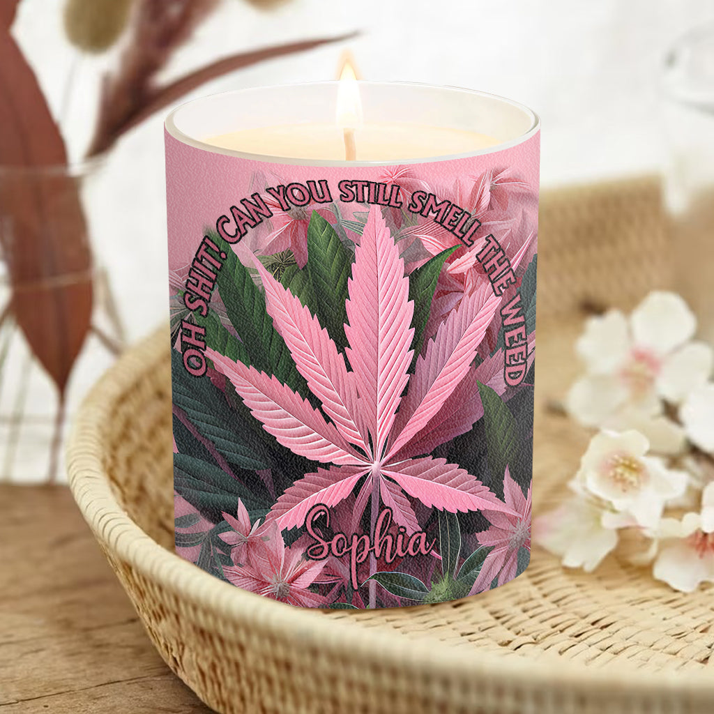 Rose dans mon coin - Bougie personnalisée au cannabis avec couvercle en bois