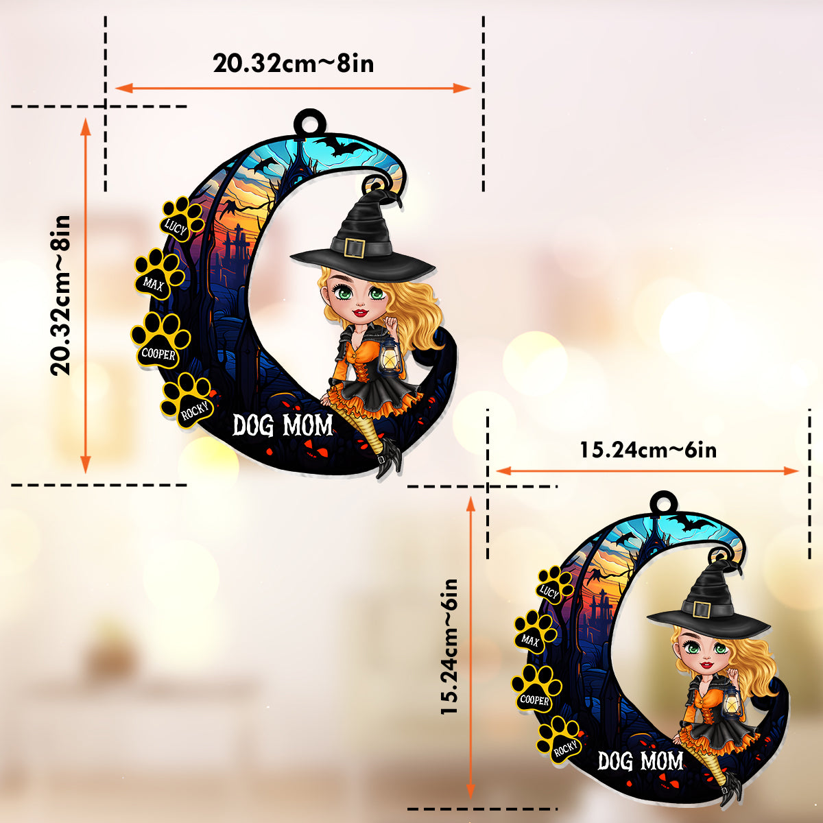 Dog Mom - Personalized Dog Window Hanging Suncatcher Ornament