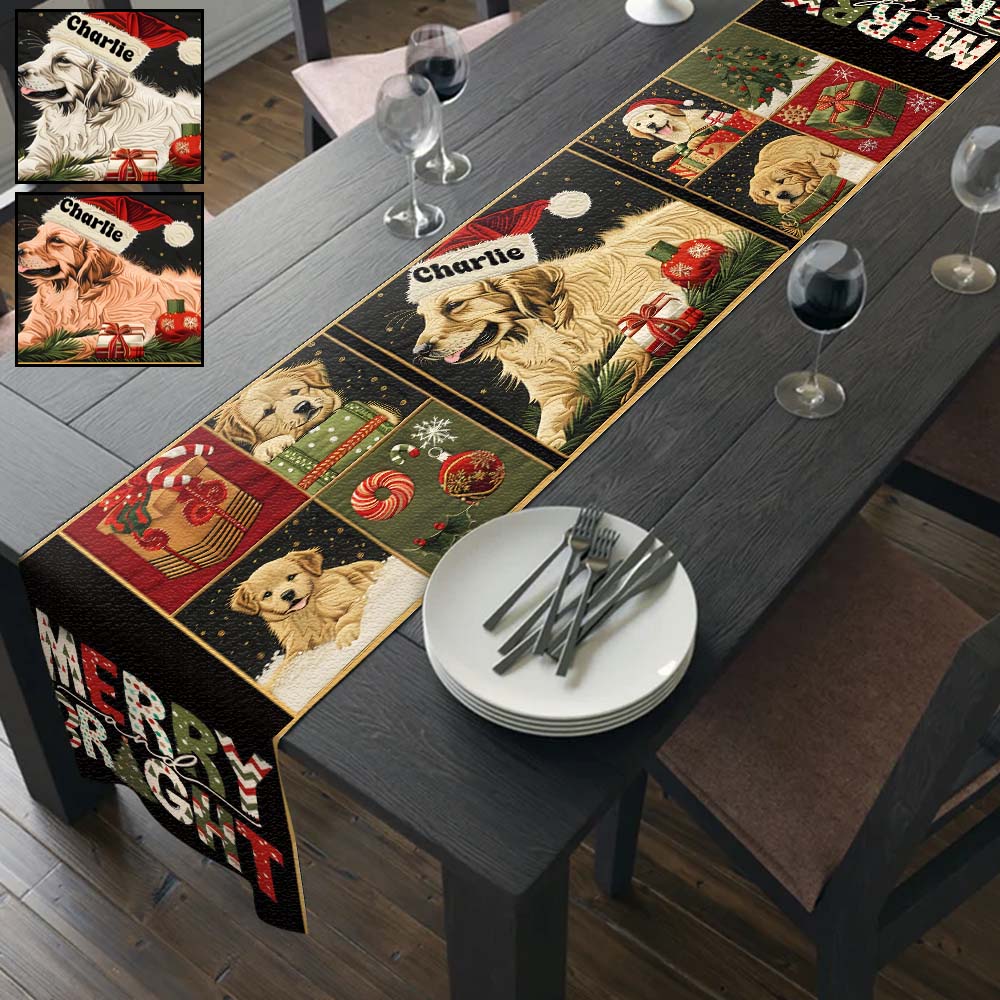 Joyeux et lumineux - Chemin de table personnalisé pour chien