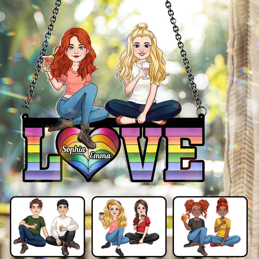 Love - Personalized LGBT Support Window Hanging Suncatcher Ornament