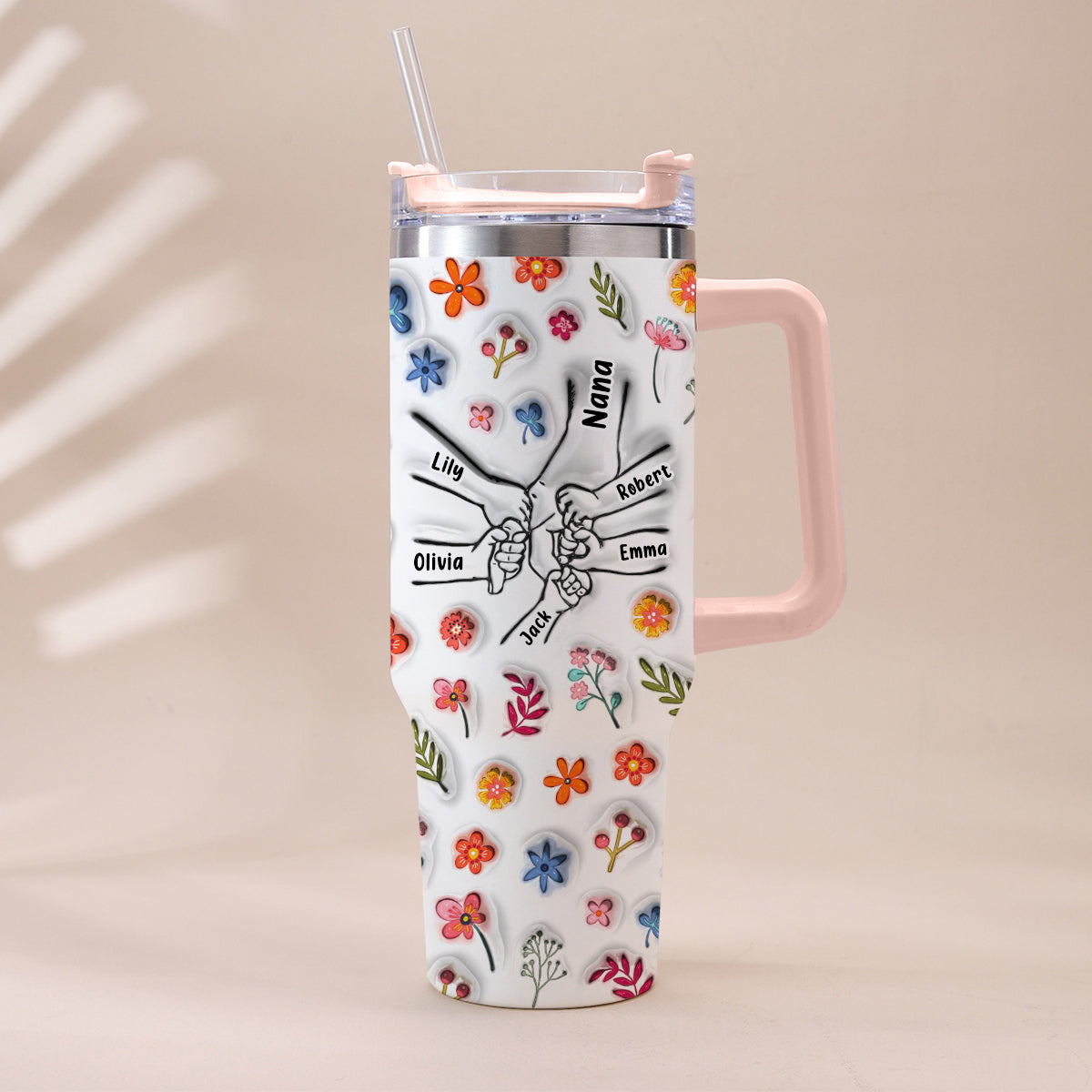 You Hold Our Hand - Personalized Mother Tumbler With Handle