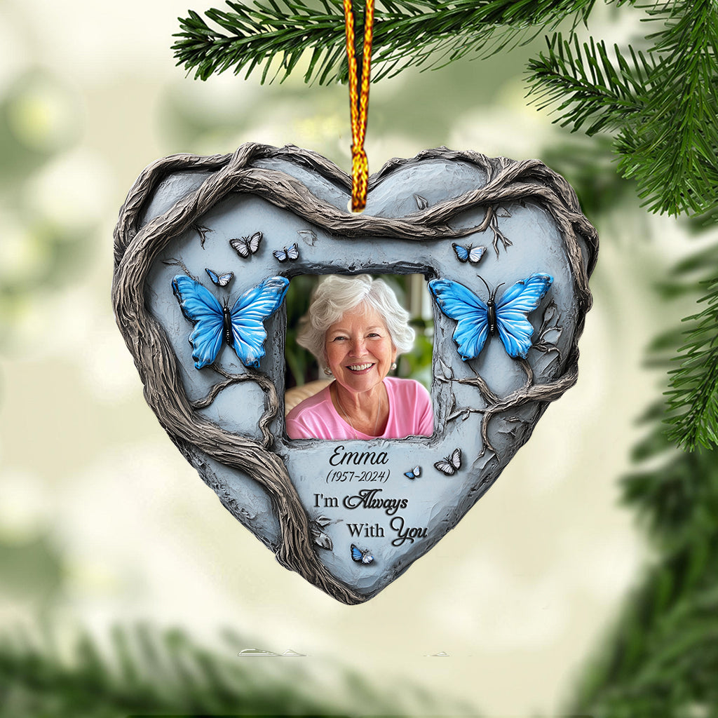 In Loving Memory Blue Butterfly - Personalized Memorial Custom Shaped Ornament