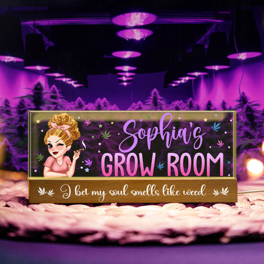 Grow-Room-Plakette – Personalisierte LED-Nachtleuchte für Cannabis