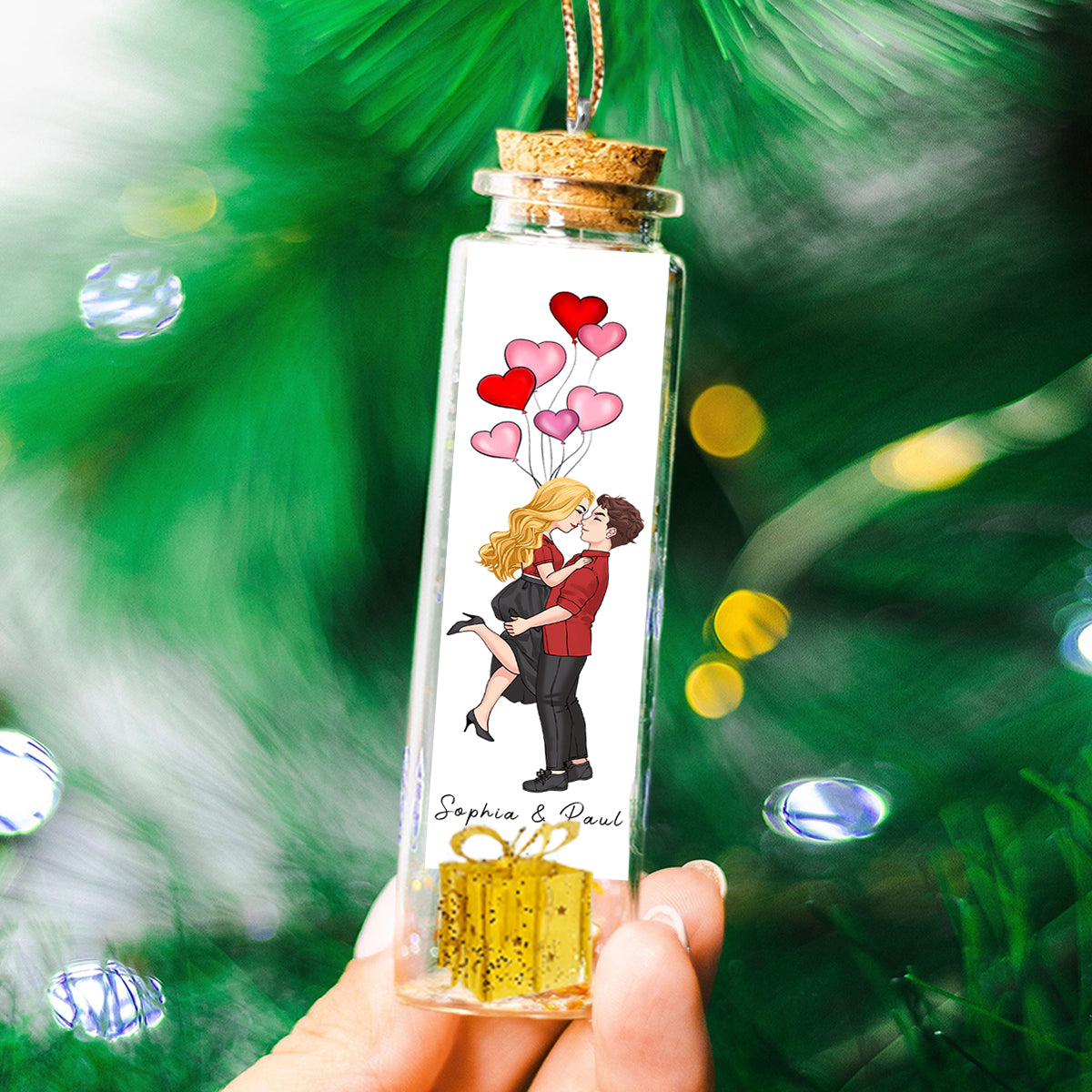 I Met You, I Liked You, I Love You, I'm Keeping You - Personalized Couple Mini Bottle Ornament