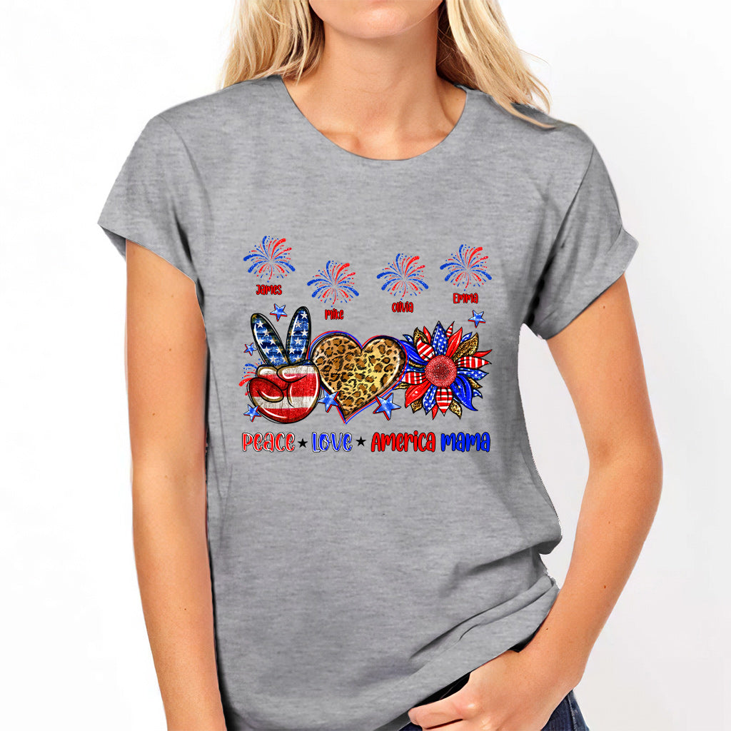 Peace Love American Nana Mama Any Title - Personalized Mother T-shirt And Hoodie