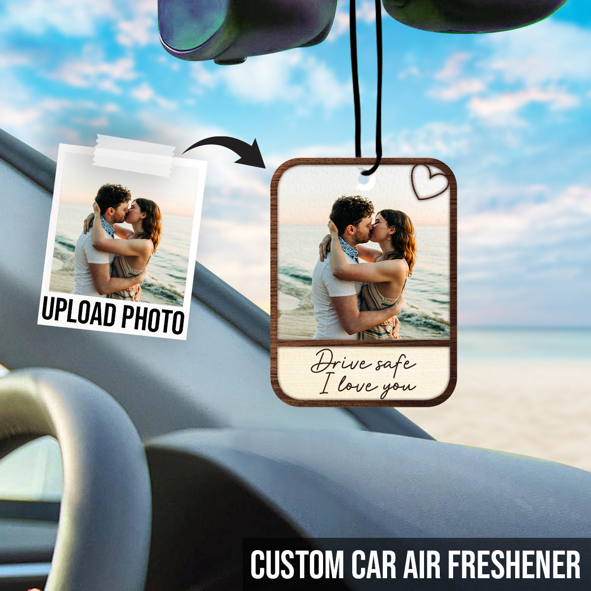 Drive Safe I Love You - Personalized Couple Rectangle Air Freshener