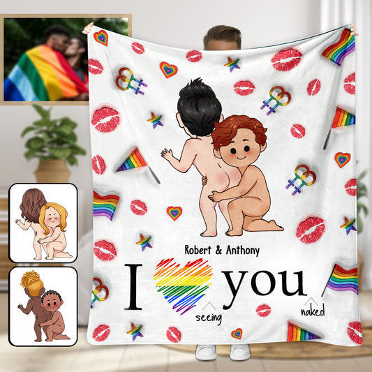 I Love Seeing You Naughty - Personalized LGBT Support Blanket