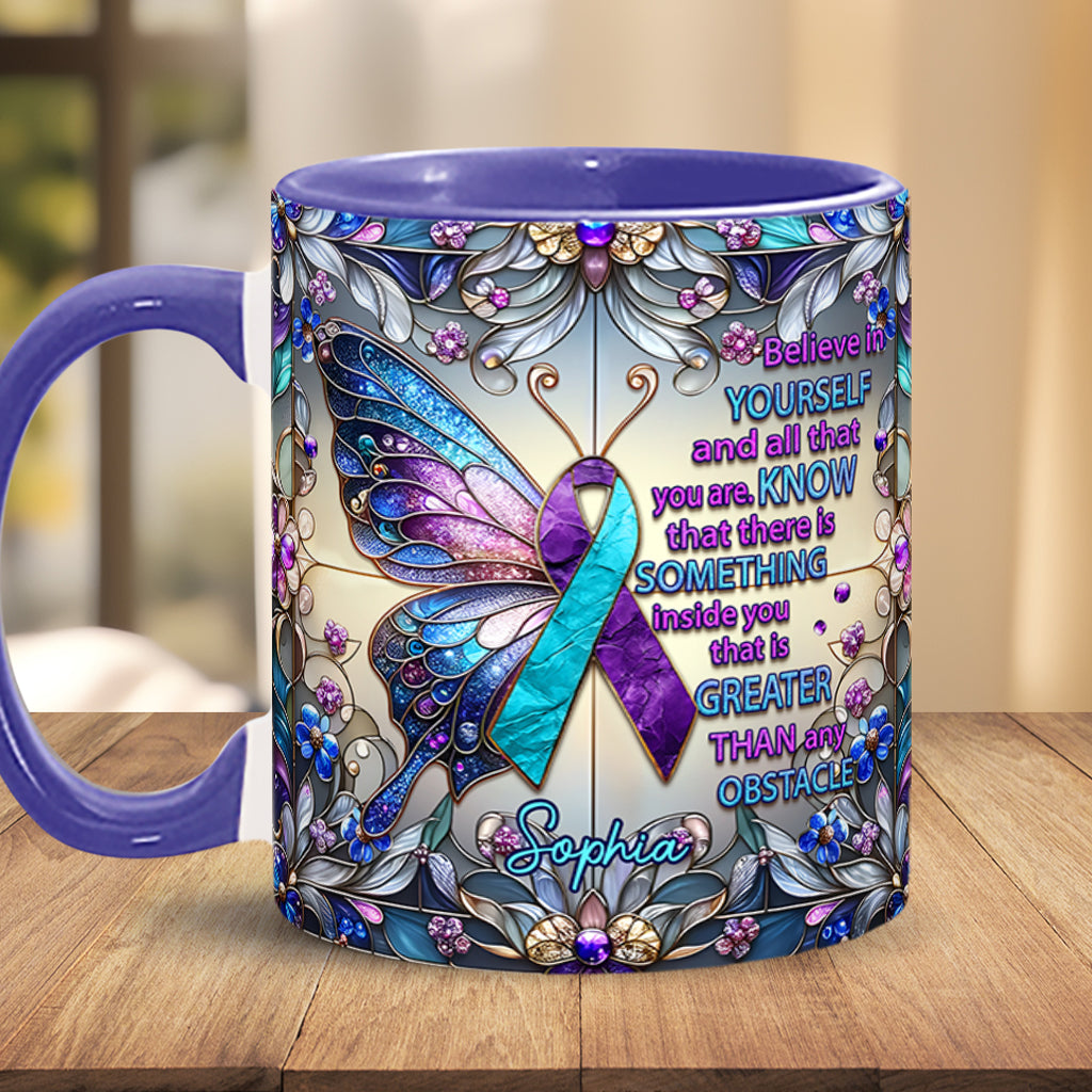 Believe In Yourself And All That You Are - Personalized Suicide Prevention Accent Mug