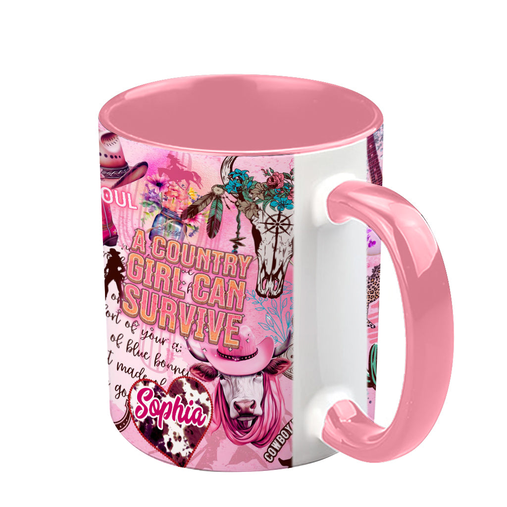A Country Girl Can Survive - Personalized Country Girl Accent Mug