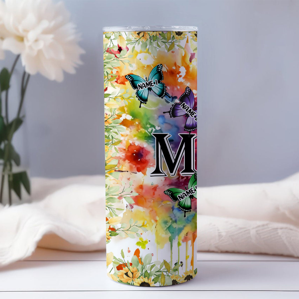 Mom - Butterfly Version - Personalized Mother Skinny Tumbler