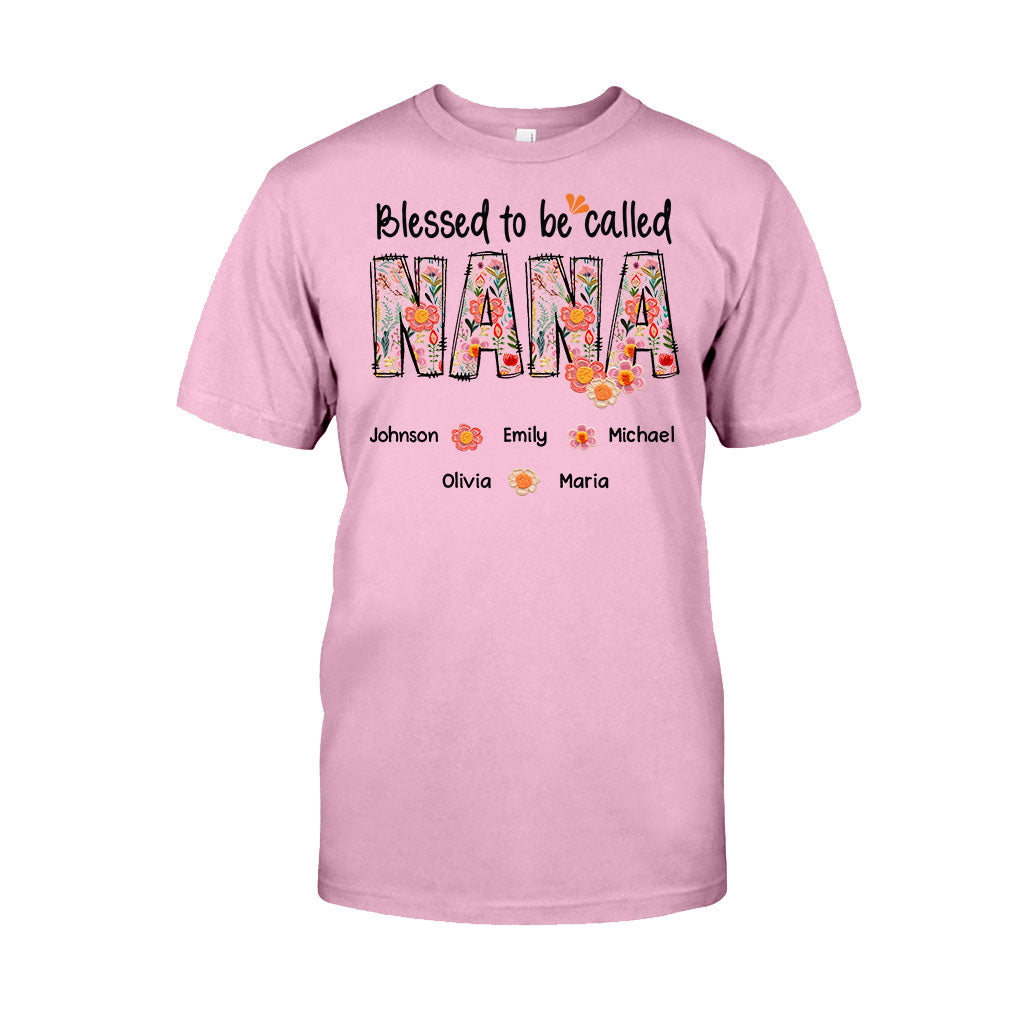 Blessed To Be Called Nana Floral Style - Personalized Grandma T-shirt And Hoodie