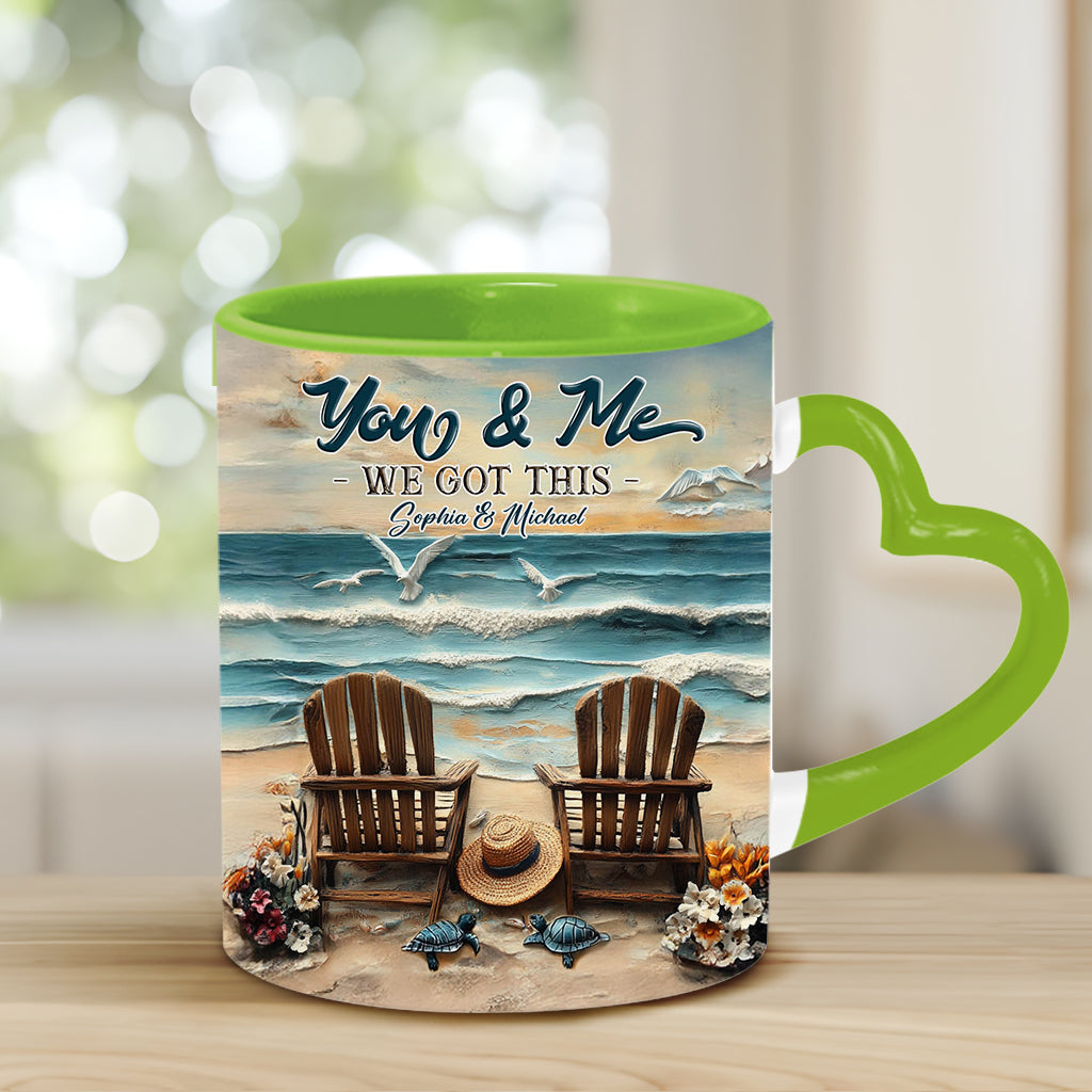 And So Together They Built A Life They Loved - Personalized Couple Heart Handle Mug