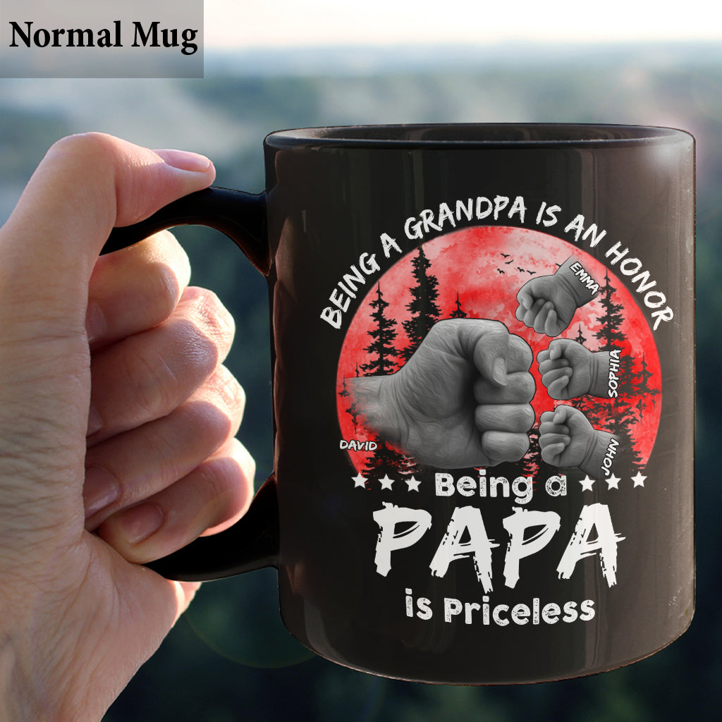 Father Son Red Moon Fist Bump - Personalized Father Mug