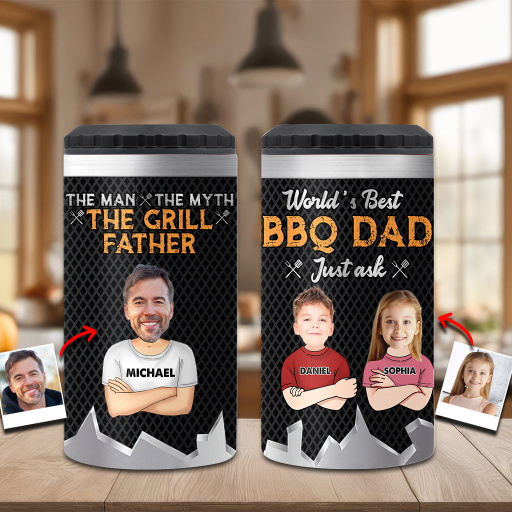 The Man The Myth The Grill Father - Personalized Father Can Cooler