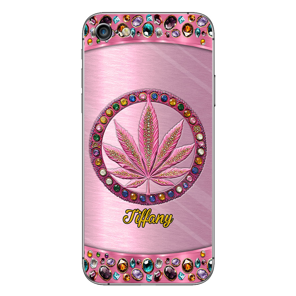 Stoner Chick – Personalisierte, durchsichtige Handyhülle mit Weed-Motiv