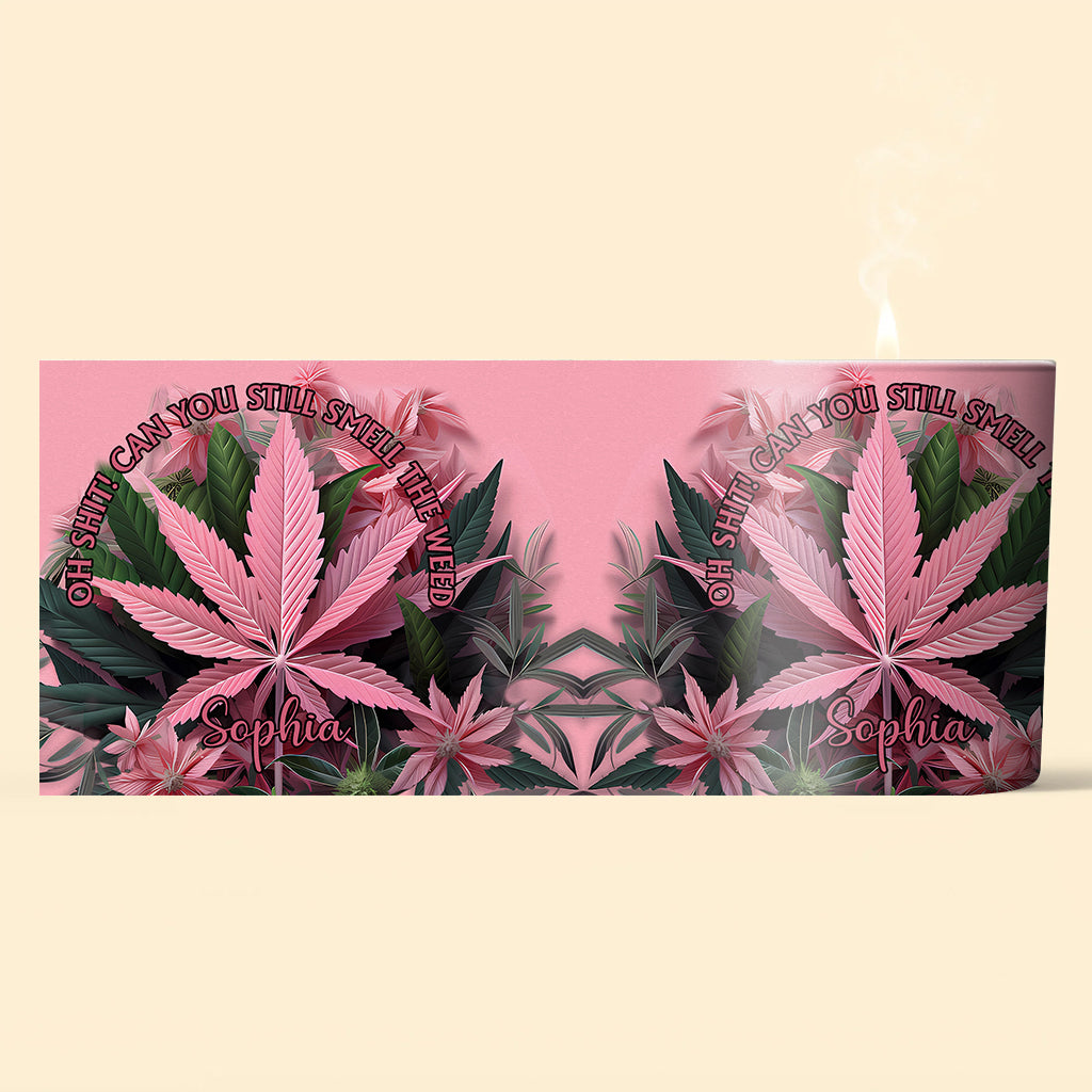 Rose dans mon coin - Bougie personnalisée au cannabis avec couvercle en bois