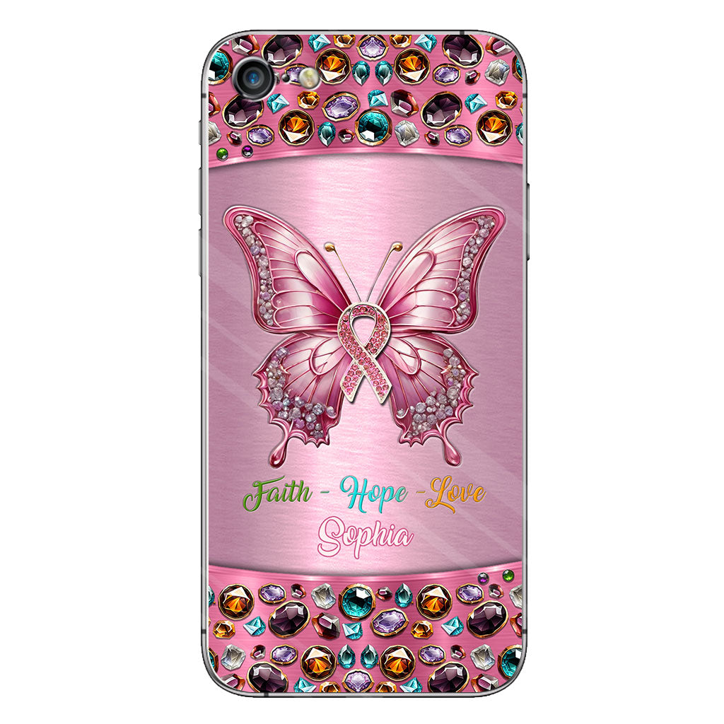 Coque de téléphone transparente personnalisée « Espoir de guérison » pour la sensibilisation au cancer du sein