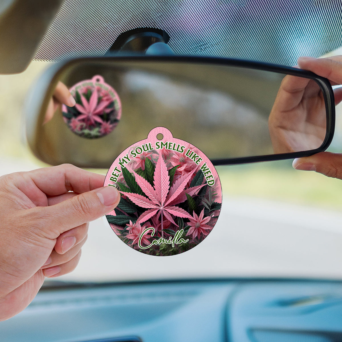 Je parie que mon âme sent le 420 - Désodorisant d'ambiance personnalisé en forme de cercle de cannabis