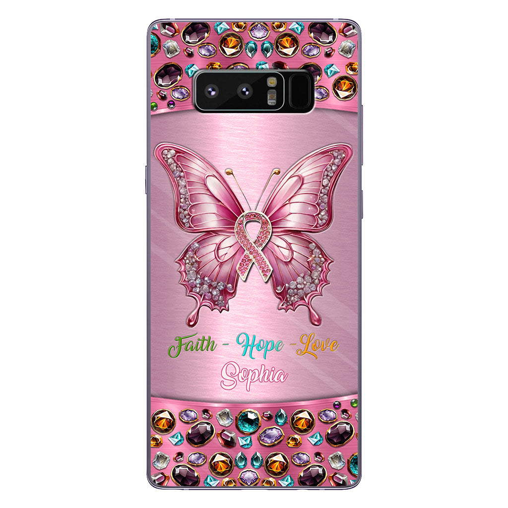 Coque de téléphone transparente personnalisée « Espoir de guérison » pour la sensibilisation au cancer du sein