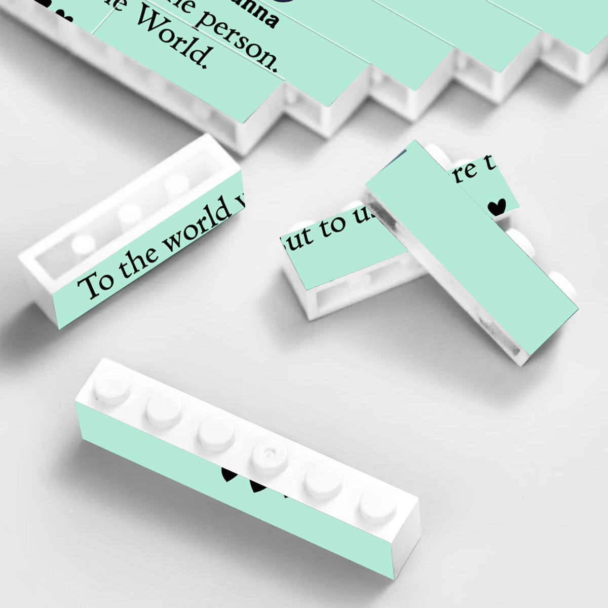 Happy Father's Day Best Dad Ever Back View Man Kids - Personalized Father Heart Building Brick Blocks Printed On Both Sides