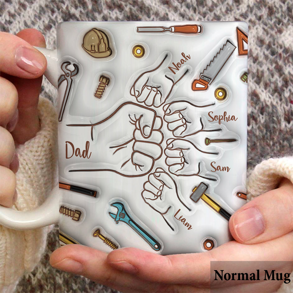 Father And Children Fist Bump - Personalized Father Mug