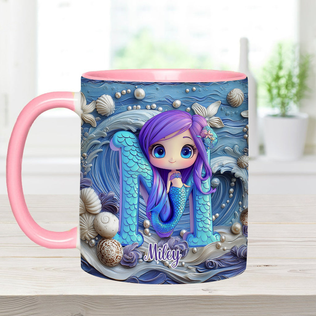 Mug personnalisé pour enfant avec une magnifique lettre sirène
