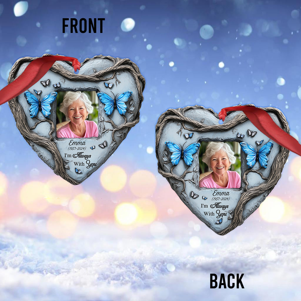 In Loving Memory Blue Butterfly - Personalized Memorial Custom Shaped Ornament