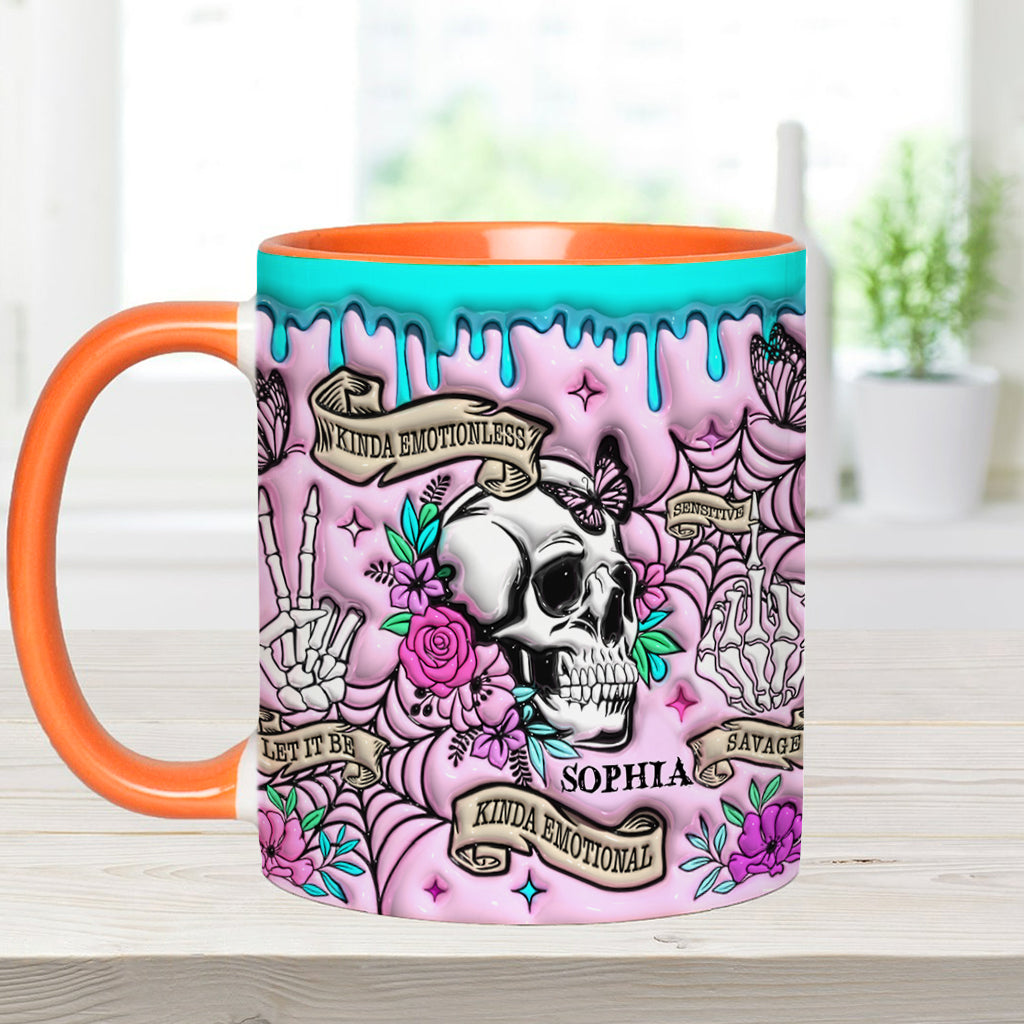 Kinda Emotional - Personalized Skull Accent Mug