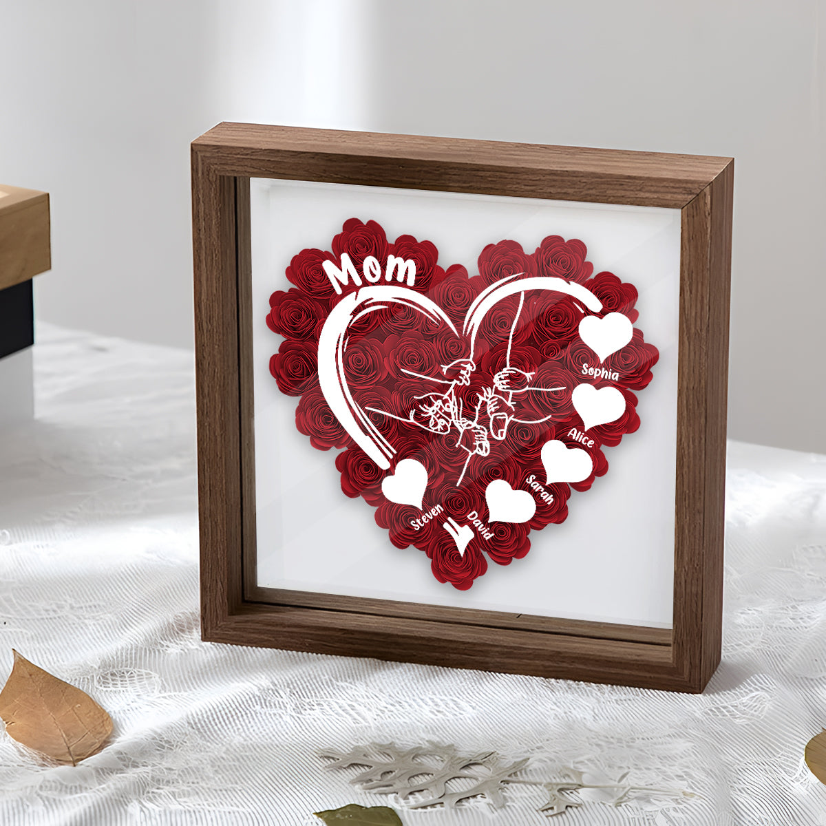 We Love You Nana - Personalized Grandma Flower Shadow Box