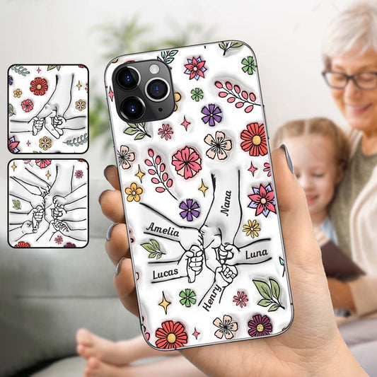 Spring Flower Holding Hands Nana Mom - Personalized Grandma Phone Case