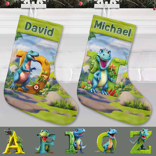 Dinosaurier-Alphabet – Personalisierte Weihnachtsstrümpfe für Kinder