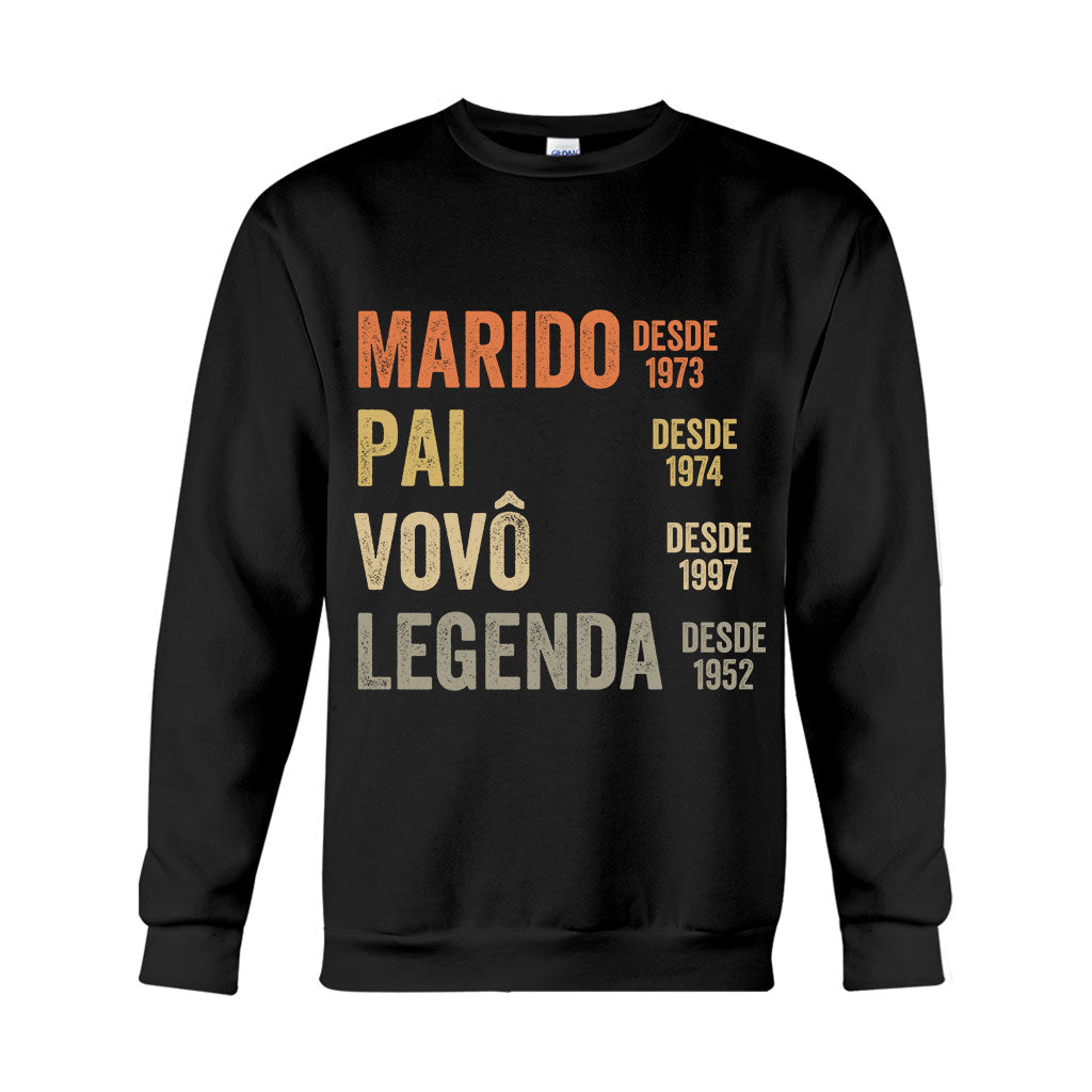 Marido Pai Vovô Legenda Desde – Personalisiertes Opa-T-Shirt und Kapuzenpullover
