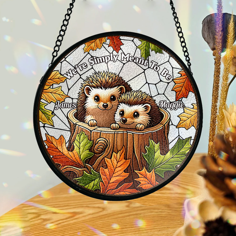 We're Simply Meant To Be - Personalized Couple Stained Glass Suncatcher