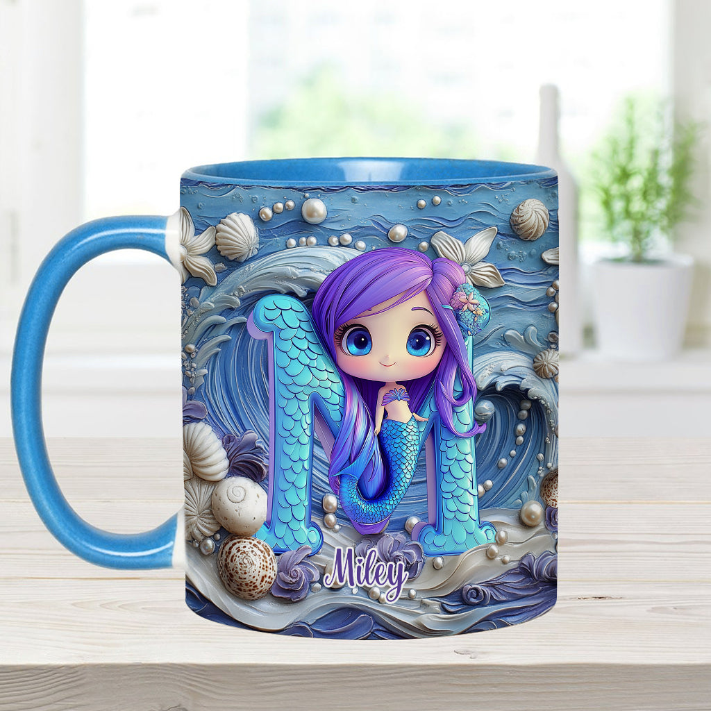 Mug personnalisé pour enfant avec une magnifique lettre sirène