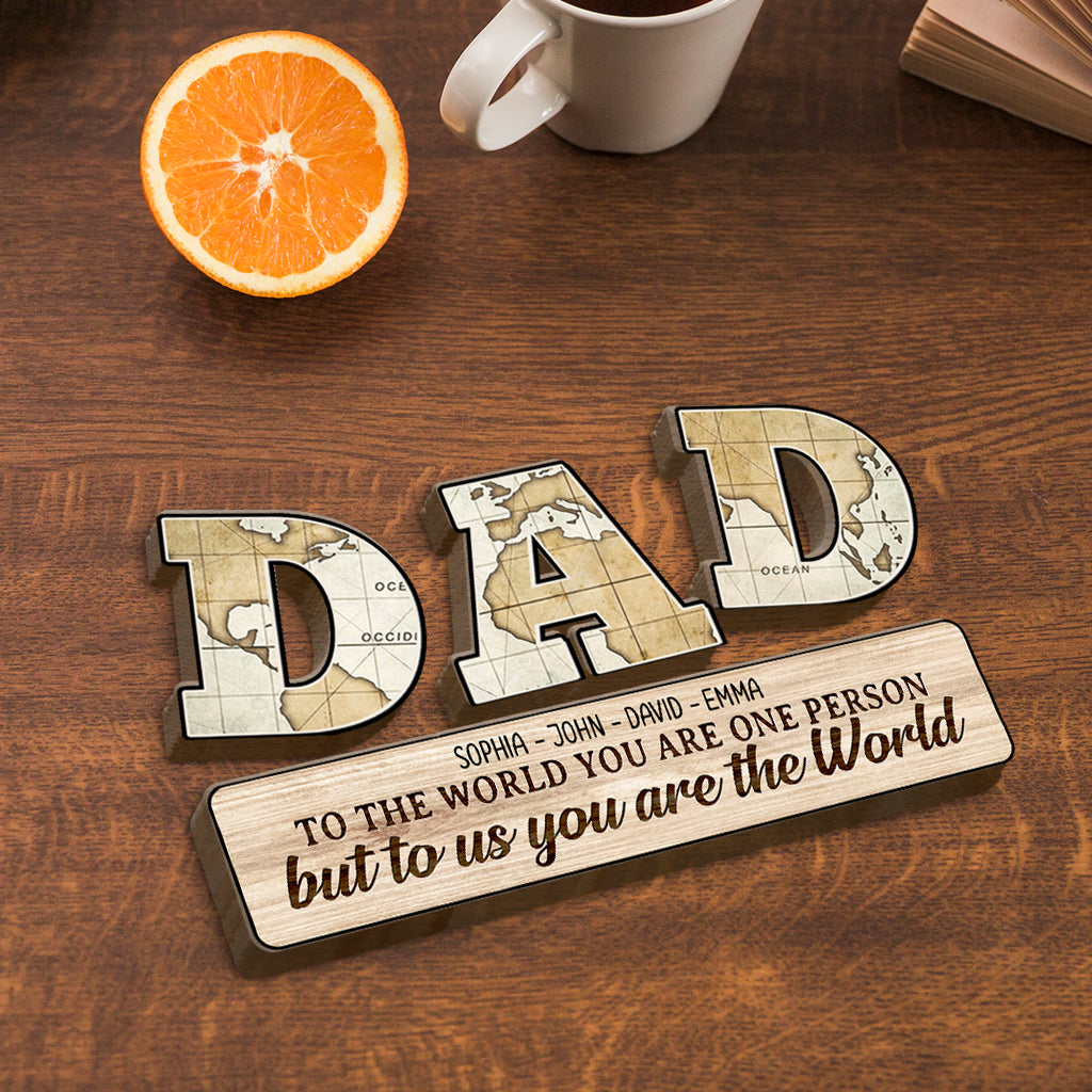 You Are Our World - Personalized Father Shaped Wooden Puzzle