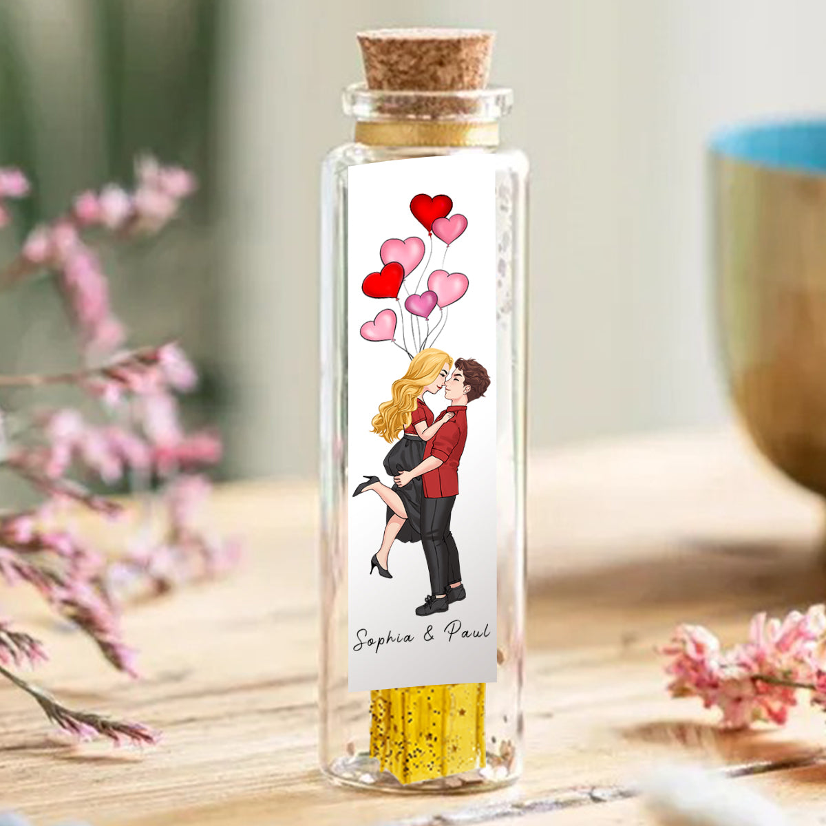 I Met You, I Liked You, I Love You, I'm Keeping You - Personalized Couple Mini Bottle Ornament