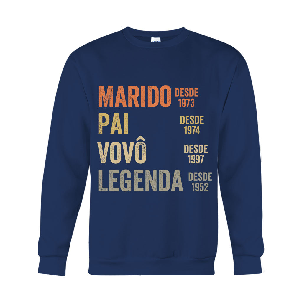 Marido Pai Vovô Legenda Desde – Personalisiertes Opa-T-Shirt und Kapuzenpullover