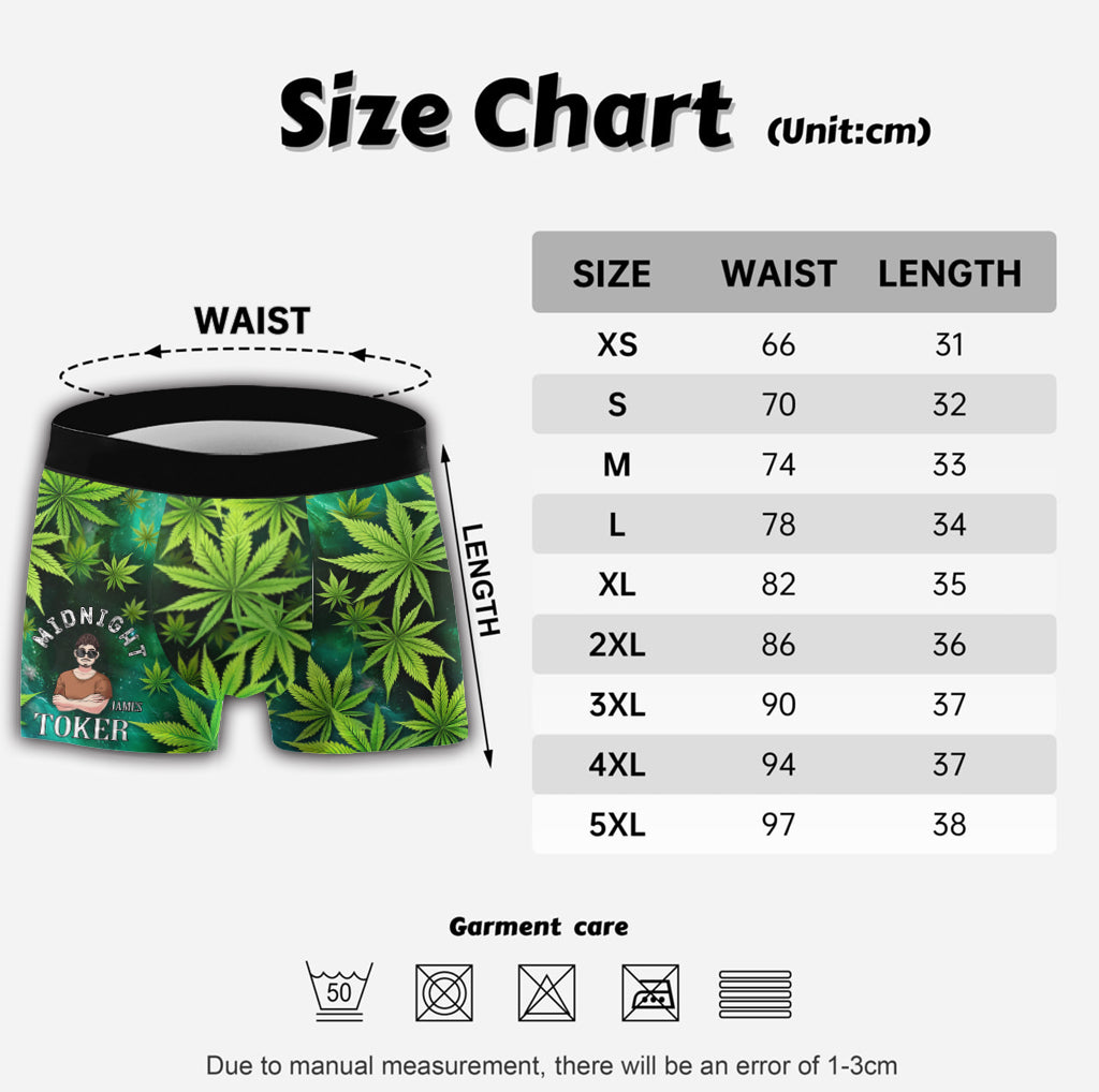 Midnight Toker – Personalisierte Boxershorts für Herren mit Cannabis-Motiv