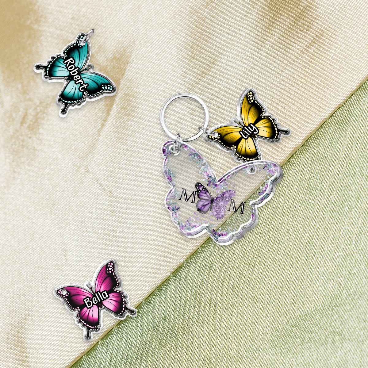 Happy Mother‘s Day Butterfly Version - Personalized Mother Keychain with Charms